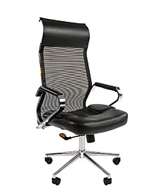 Кресло руководителя Chairman 700 сетка/экокожа чёрная