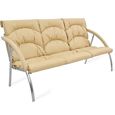 Офисный диван трёхместный Фортуна 5/18 хром к/з чёрный, коричневый, бежевый, бело-серый