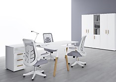 Комплект офисной мебели для руководителя Forta цвета чёрный графит, белый, дуб Гамильтон