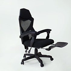 Кресло офисное B К-133 с подставкой для ног ткань/сетчатая ткань чёрная