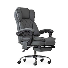 Кресло офисное 151К с подножкой; экокожа чёрная, серая